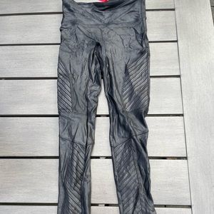 SPANX Metallic/ Leather looking Leggings with Material Detailing